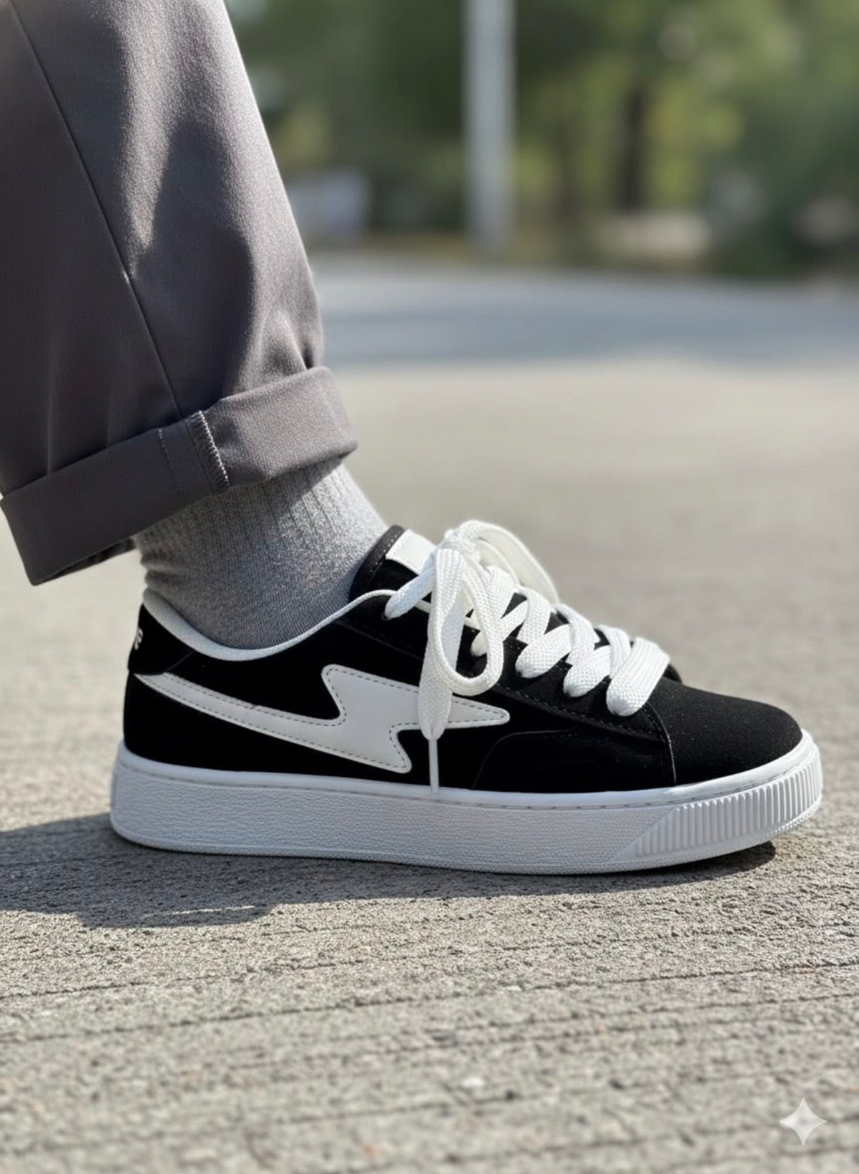 Zapatilla Rayo Negro y Blanco