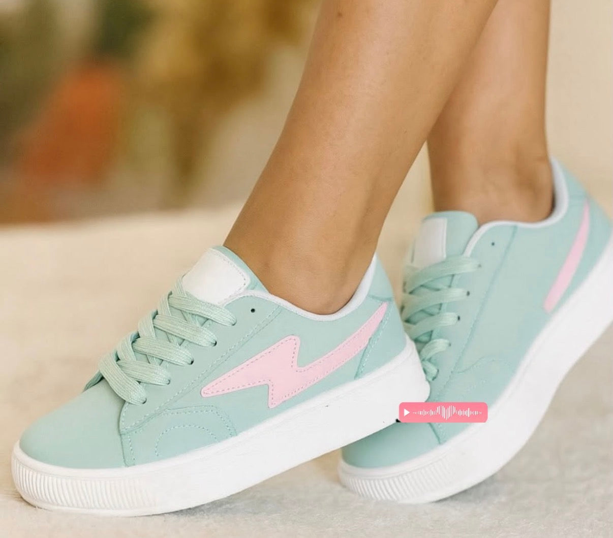 Zapatilla Rayo Menta y Rosa