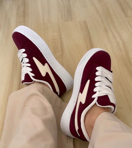 Zapatilla Rayo Burdeo y Crema